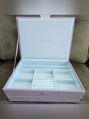 Stackers jewelry box set in Dove Gray & Mint, lined with lid